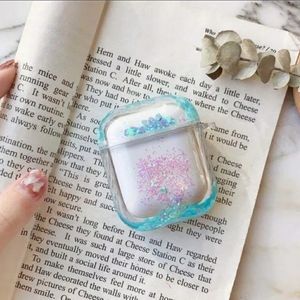 Air Pods Protective Case Blue Glitter Quicksand